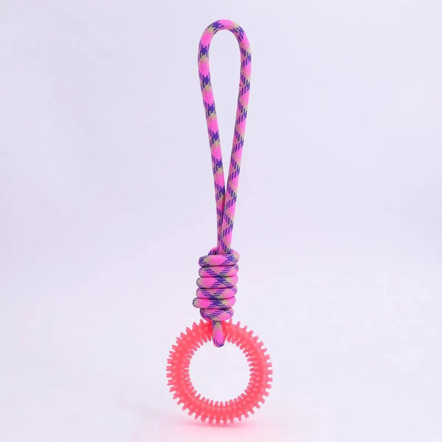 Rope toy with teething ring