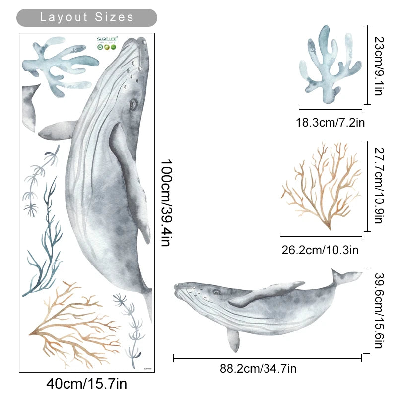 Pegatinas de pared de vinilo con dibujos de animales del océanoAdhesivos