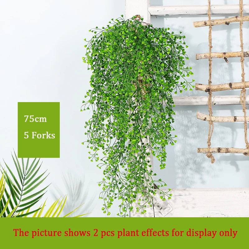 Planta colgante artificial de 75 cm con 5 ramas, hojas de plástico decorativas para pared, jardín o interiorPlantas artificialesHome & Garden > Decor > Artificial Flora > Artificial Non-Flowering Plants