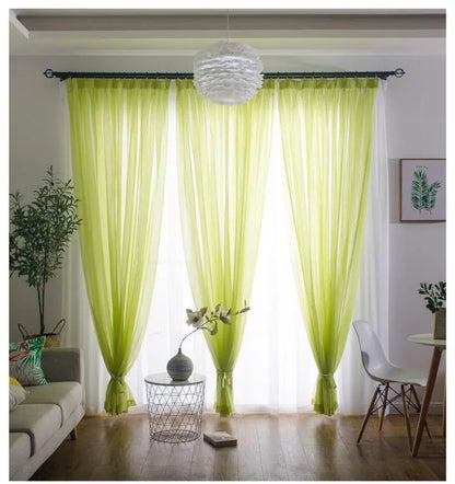 Solid colored transparent curtains