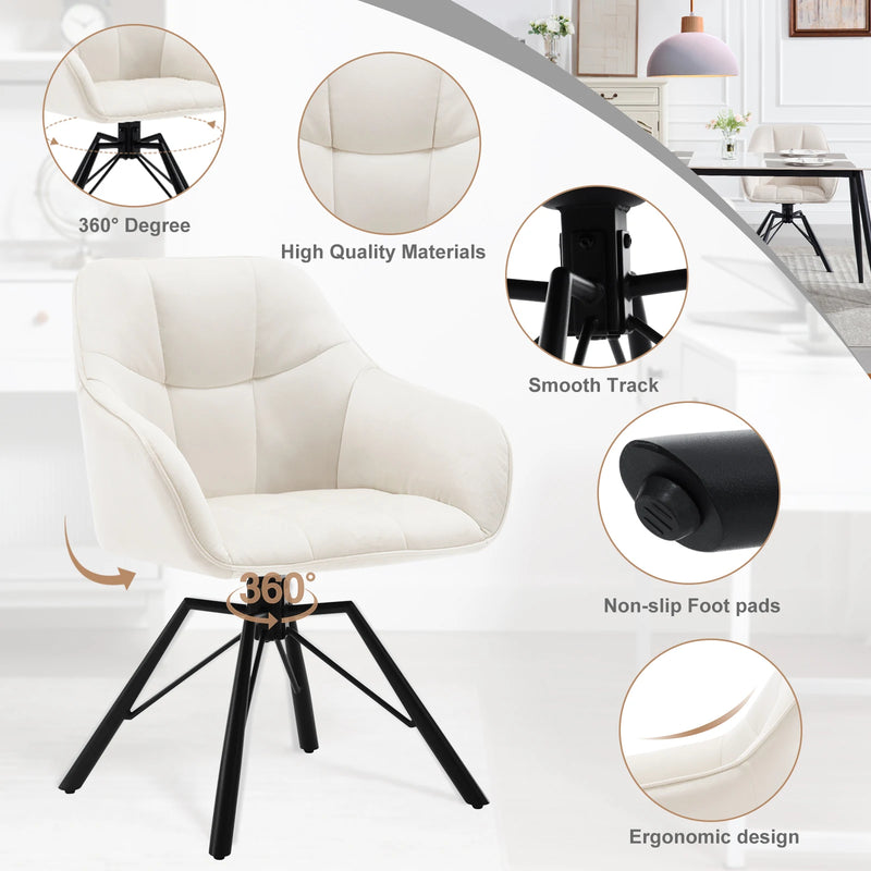 Set de 2 sillas giratorias de cuero con reposabrazos para comedorSillasFurniture > Chairs > Kitchen & Dining Room Chairs