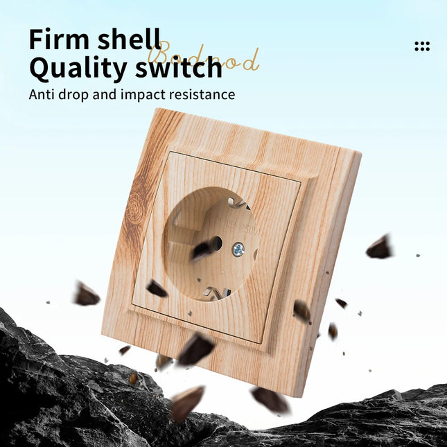 Enchufe empotrable eu con toma de tierra | Acabado madera marrón, plástico ignífugoEnchufesHardware > Power & Electrical Supplies > Power Outlets & Sockets > Wall Outlets