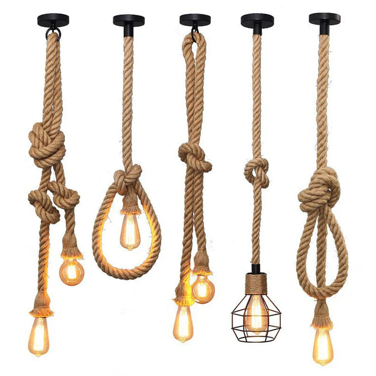 Vintage hemp rope pendant lights