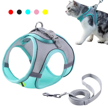 Adjustable pet harness and leash set