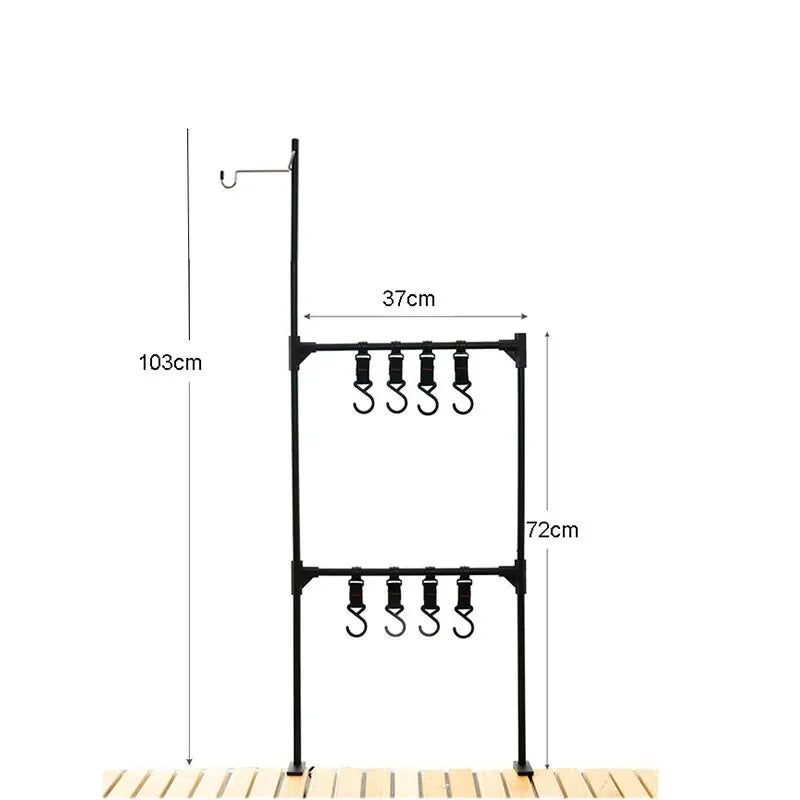 Estante de almacenamiento portátil de aleación de aluminio para camping con ganchos colgadoresEstantesUncategorized