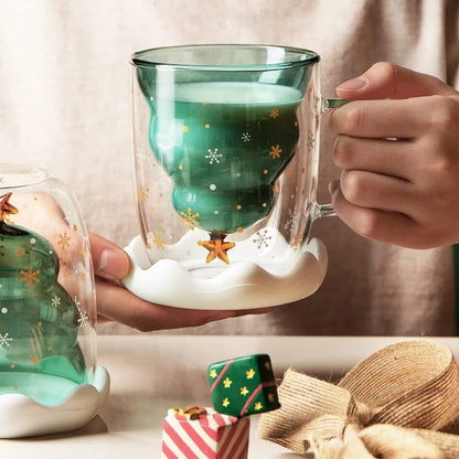 Taza creativa de árbol de Navidad con tapa