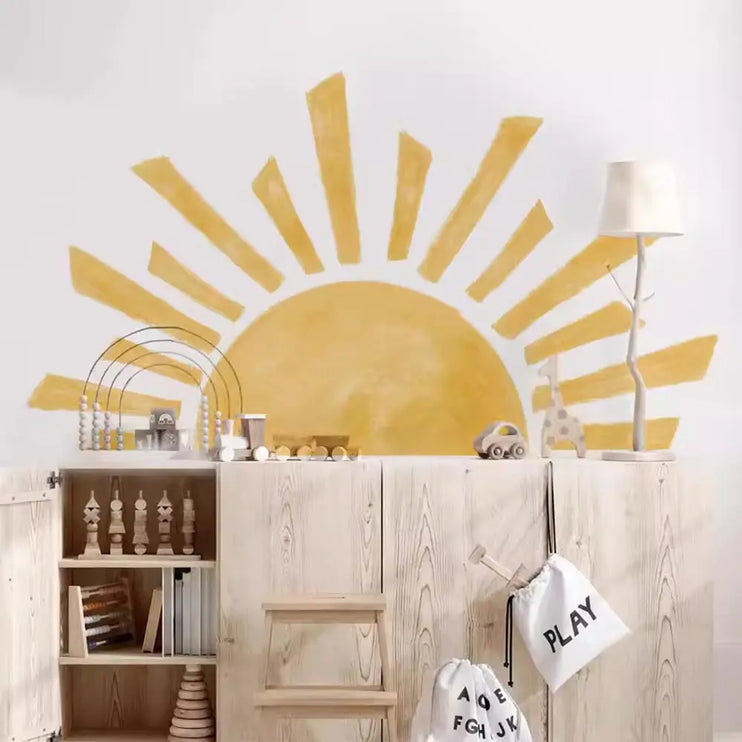 Pegatinas de pared boho de medio sol