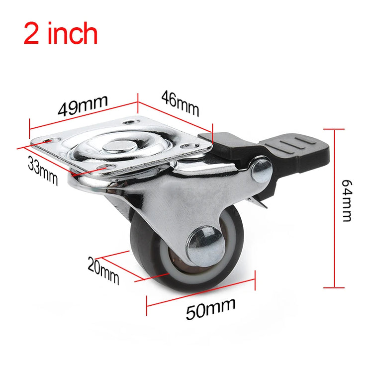 4Pcs Soft Rubber Universal Swivel Furniture Caster Wheels