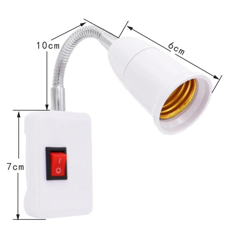Portalámparas E27 con conexión a tierra UE/Reino Unido | Con interruptor, cabezal giratorio 360°, 23 cm, blancoPortalámparasHome & Garden > Lighting