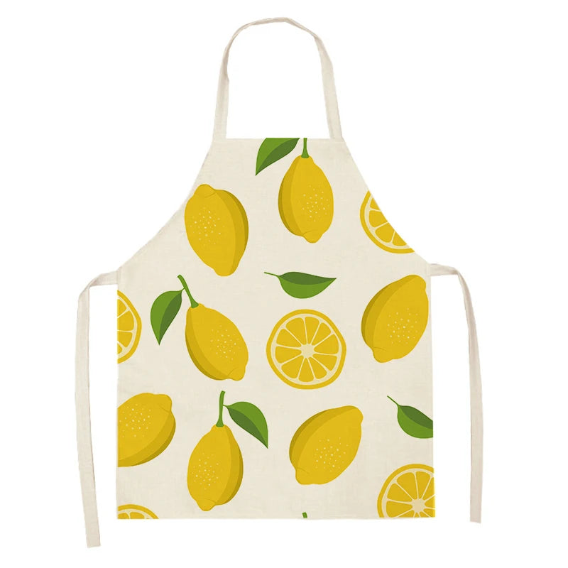 Cotton and Linen Fruit Pattern Kitchen Apron for Adults