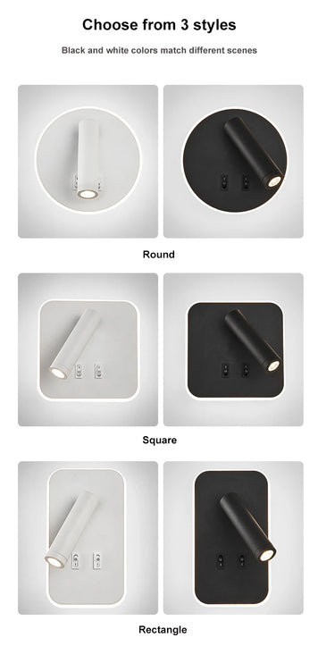 350º adjustable wall lamps with switch