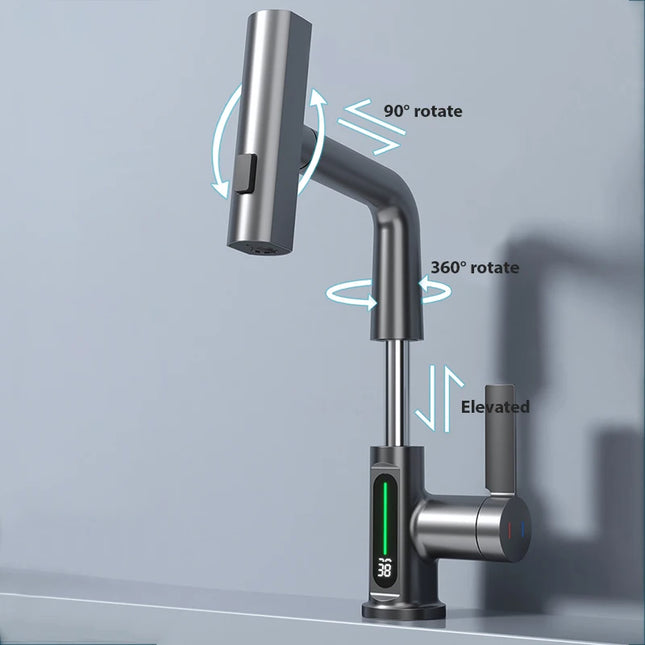 Grifo de lavabo con pantalla digital de temperatura y 3 modosGrifosHardware > Plumbing > Plumbing Fixtures > Faucets > Kitchen Sink Faucets