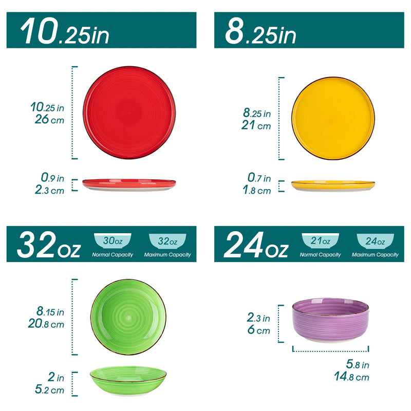 Juego de vajilla de cerámica multicolor 16/32 piezas pintadas a mano con platos y cuencosVajillas completasHome & Garden > Kitchen & Dining > Tableware > Dinnerware > Dinnerware Sets