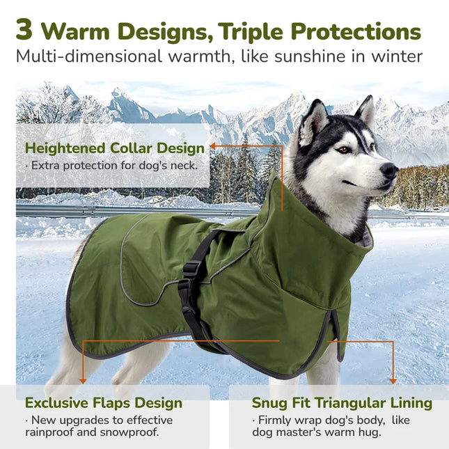 Veste d'hiver imperméable double couche pour chien