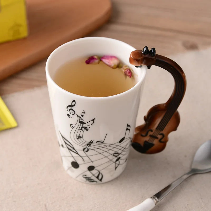 Taza de Cerámica 250ml con Notas Musicales y Asa en Forma de InstrumentoTazasHome & Garden > Kitchen & Dining > Tableware > Drinkware > Coffee & Tea Cups