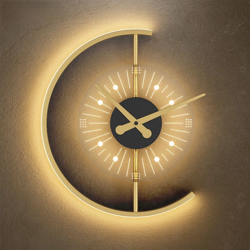Minimalist Embossed Clock Led Wall Lamp for Home Lighting