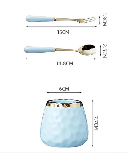 Set de vajilla dorada y marmoleada con tanque de almacenamiento de mesa