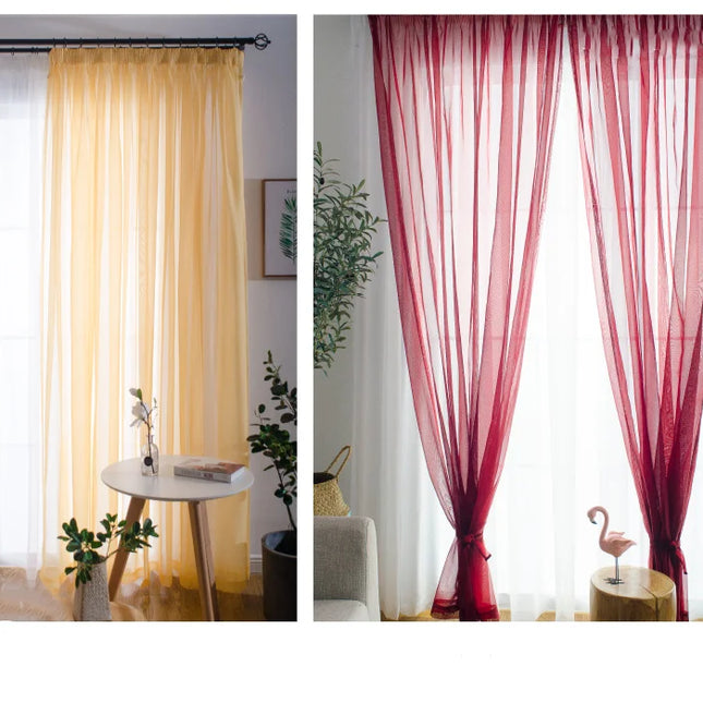 Solid colored transparent curtains