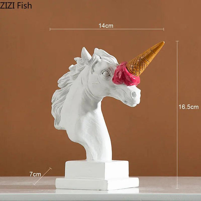 Red Ice Cream Horse Head Statue Resin Crafts for Modern Decoration