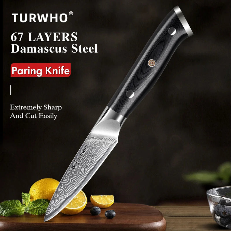 Cuchillo pelador de 3.5" de acero Damasco 67 capas con mango G10CuchillosHome & Garden > Kitchen & Dining > Kitchen Tools & Utensils > Kitchen Knives