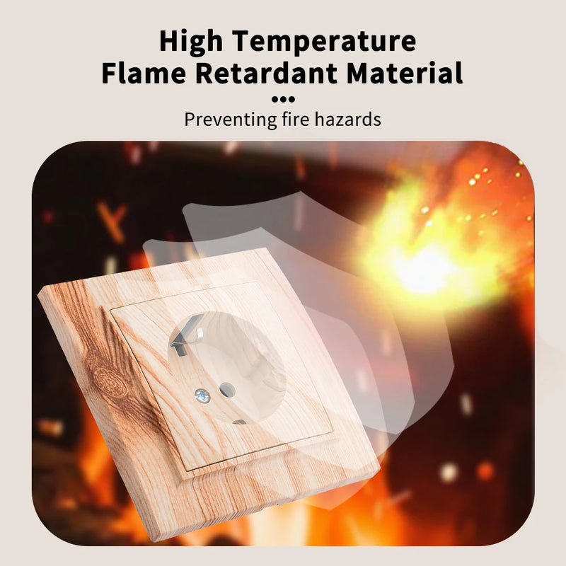 Enchufe empotrable eu con toma de tierra | Acabado madera marrón, plástico ignífugoEnchufesHardware > Power & Electrical Supplies > Power Outlets & Sockets > Wall Outlets