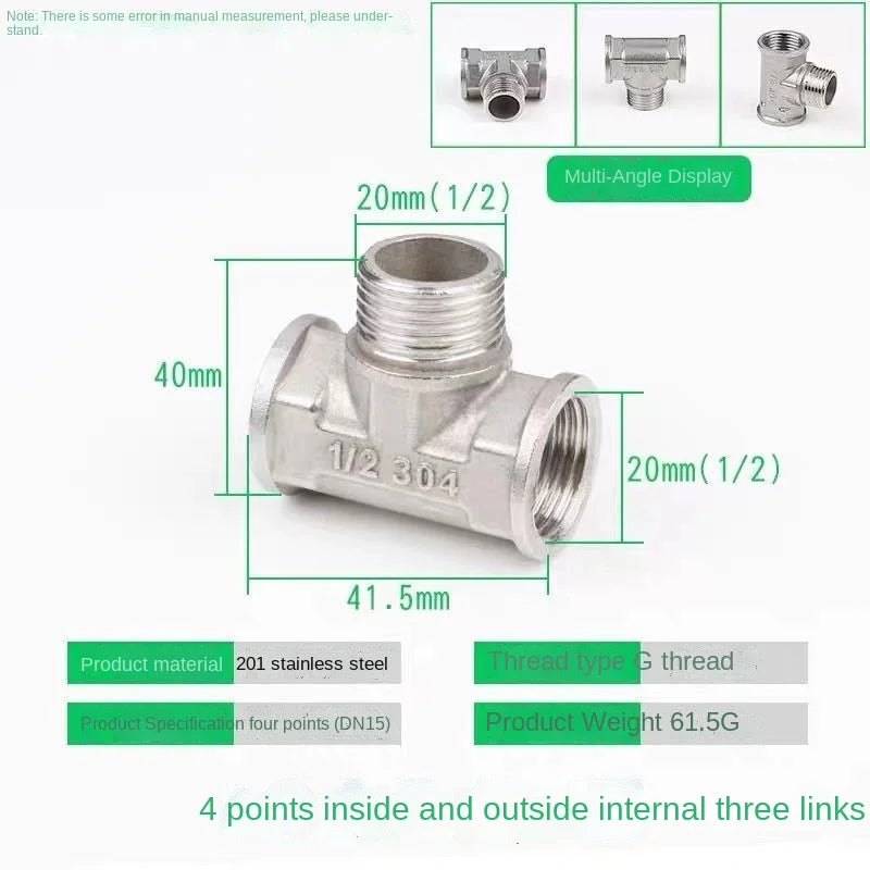 Codo en T de acero inoxidable DN20 a DN15 · Conector reductor para tuberías de agua a alta presiónAdaptadoresHardware > Plumbing > Plumbing Fittings & Supports > Pipe Adapters & Bushings > Adapters