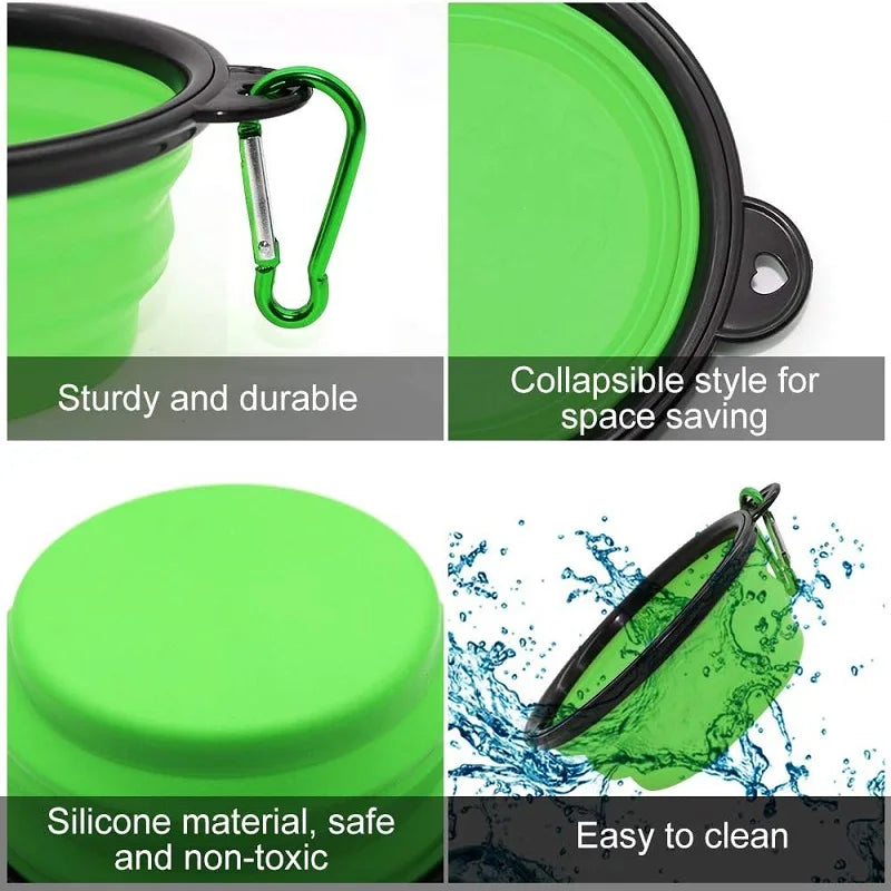 Comedero portátil 2 en 1 para mascotas | Plegable de silicona con mosquetónComederosAnimals & Pet Supplies > Pet Supplies > Pet Bowls, Feeders & Waterers > Travel Bowls