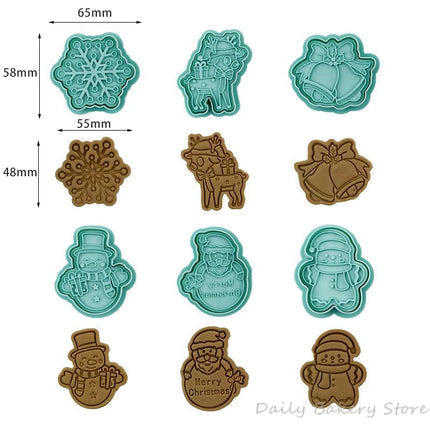 6pcs Christmas Cookie Stamping Mold