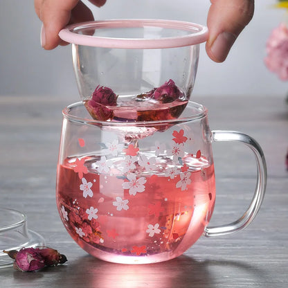 Taza de cristal de 300ml con filtro Infusor de té y tapa resistentes al calor
