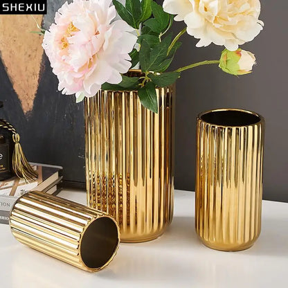 American style striped gold vase