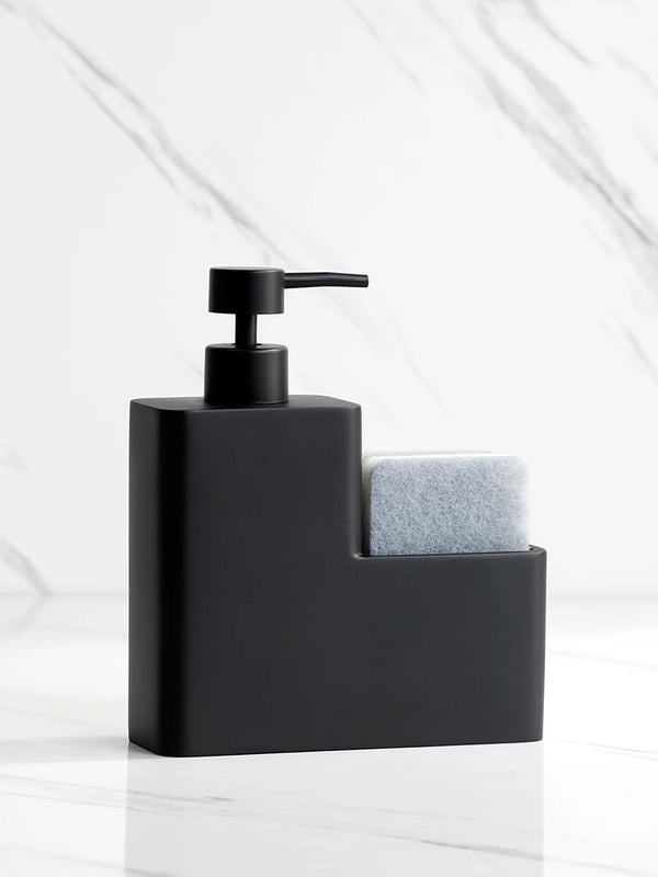 Dispensador de jabón de cocina 450 ml | Botella negra de resina con soporte para esponja | Dosificador líquido para platos o bañoDispensadores de jabónHome & Garden > Bathroom Accessories > Soap & Lotion Dispensers