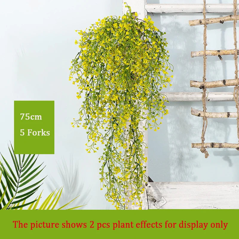 Planta colgante artificial de 75 cm con 5 ramas, hojas de plástico decorativas para pared, jardín o interiorPlantas artificialesHome & Garden > Decor > Artificial Flora > Artificial Non-Flowering Plants