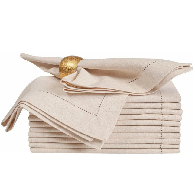 Set of 6 natural linen napkins with hem