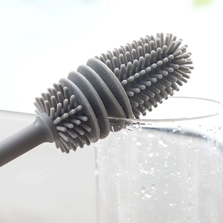 Silicone brush for cleaning bottles and baby bottles