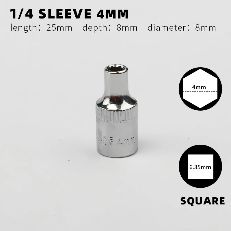 Juego de vasos para llave de impacto de 1/4" con 12 Puntas de 4 a 14mmLlaves de vasoHardware > Tool Accessories > Tool Sockets