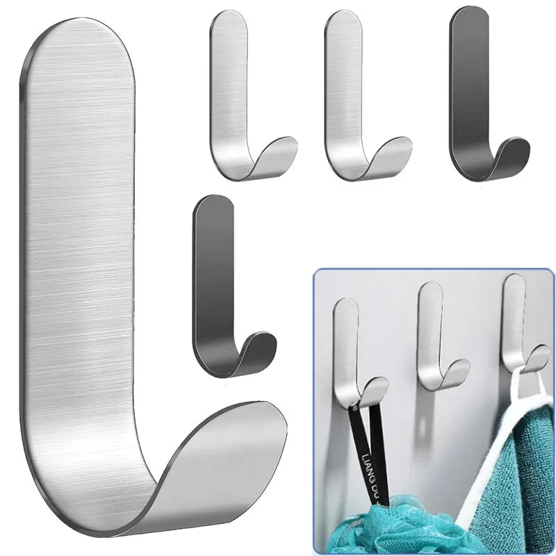 Colgadores de pared tipo J en acero inoxidable, adhesivos y resistentesColgadoresHome & Garden > Bathroom Accessories > Robe Hooks