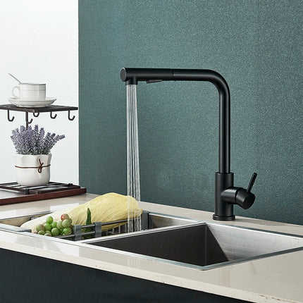 Pull-out kitchen taps with spray regulator