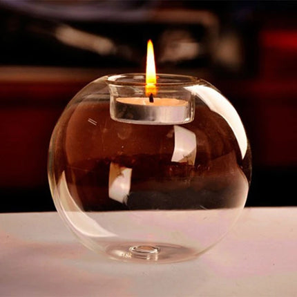 European Style Round Hollow Glass Candle Holder