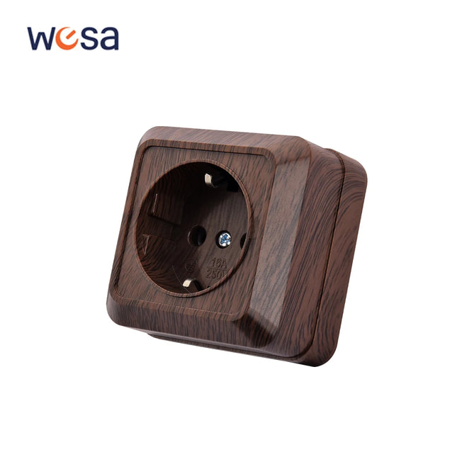Enchufe de superficie sin toma de tierra efecto madera (uso interior/exterior con caja estanca)EnchufesHardware > Power & Electrical Supplies > Power Outlets & Sockets > Wall Outlets