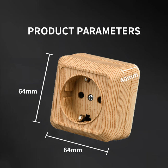 Enchufe de superficie con toma de tierra efecto madera (estándar UE 64×64 mm)EnchufesHardware > Power & Electrical Supplies > Power Outlets & Sockets > Wall Outlets