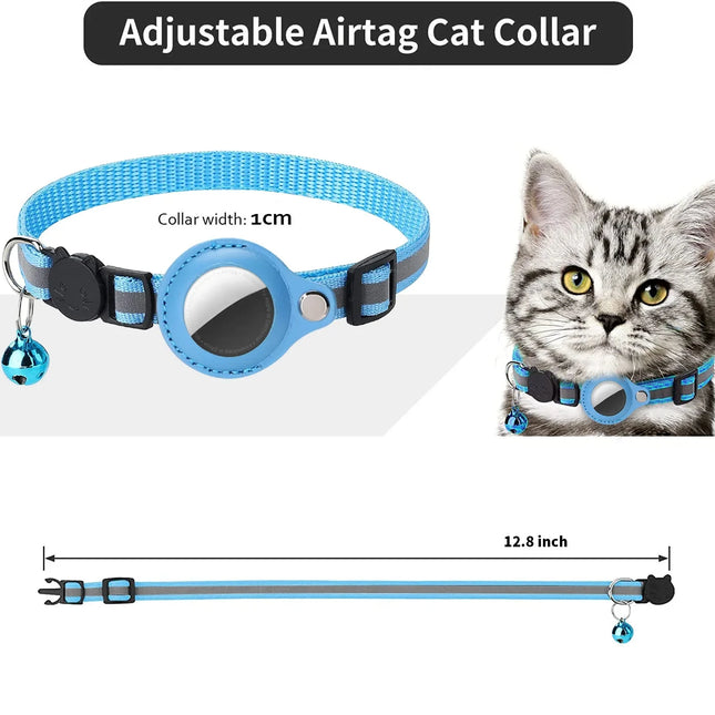 Collar con soporte para gps y tiras reflectantes desmontables para gatos