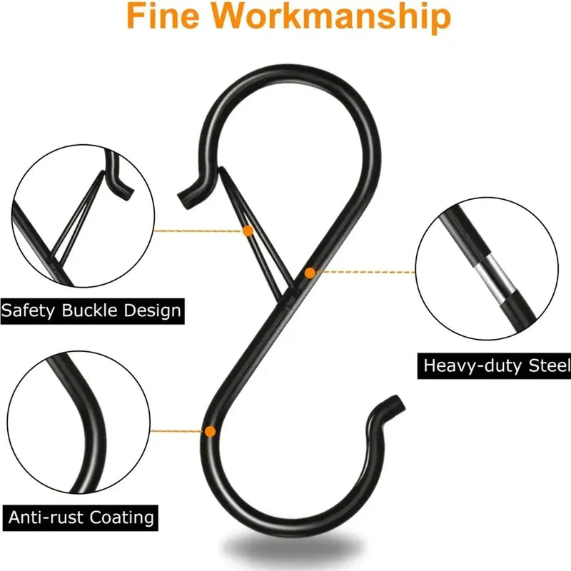 Gancho en forma de S con hebilla de seguridad pack 10 unidadesColgadores