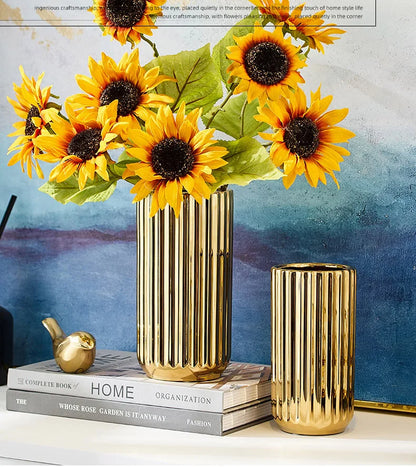 American style striped gold vase