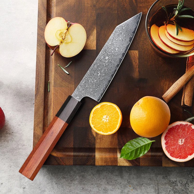 Cuchillo utilitario japonés de 5 pulgadas de acero de Damasco forjado a mano con mango clásico octogonalCuchillosHome & Garden > Kitchen & Dining > Kitchen Tools & Utensils > Kitchen Knives