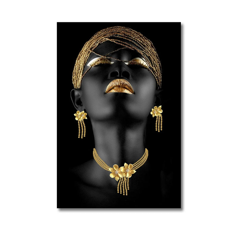 Impresión en lienzo de mujer africana con joyas doradasCuadrosHome & Garden > Decor > Artwork > Posters, Prints, & Visual Artwork > Posters