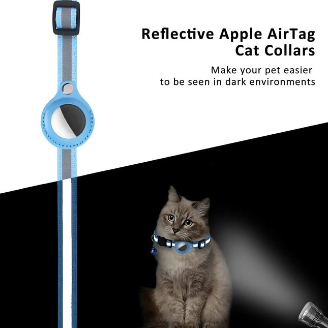 Collier avec support GPS et bandes réfléchissantes amovibles pour chats