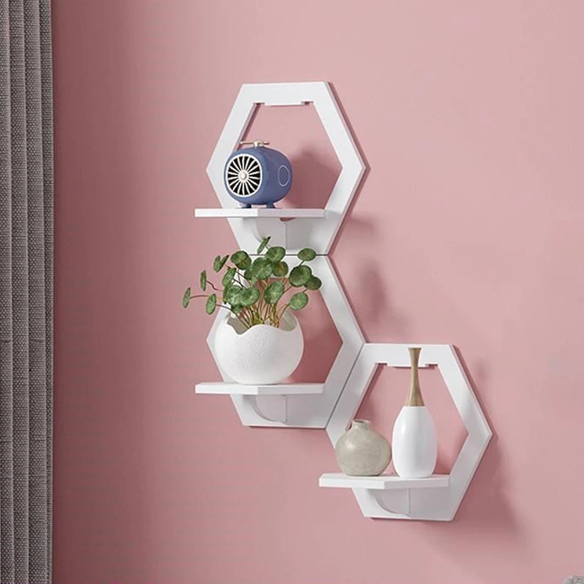 Étagère murale hexagonale 3 pièces