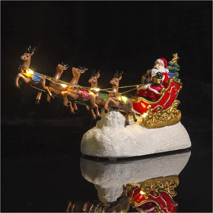 Reindeer and Santa Claus Sleigh with LED Light