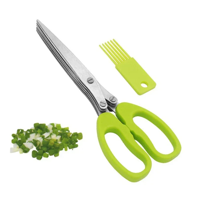 Tijeras de cocina multifuncionales de 5 hojas | Cortador de hierbas y cebollino en acero inoxidableTijerasHome & Garden > Kitchen & Dining > Kitchen Tools & Utensils > Kitchen Shears
