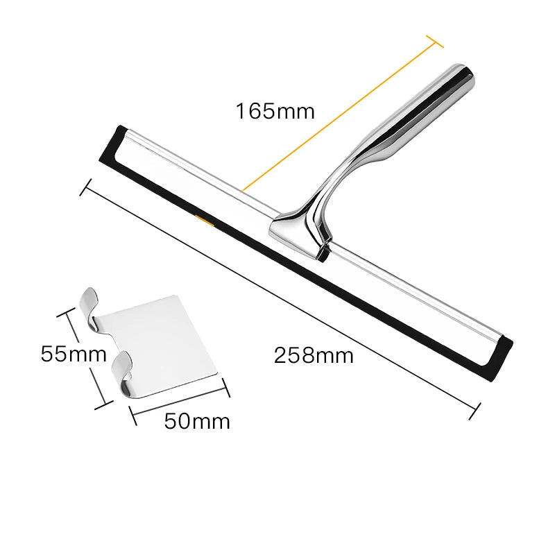Escobilla de goma de ducha 14’’ con soporte | Mango de acero inoxidable y hoja de siliconaEscobillasHome & Garden > Household Supplies > Household Cleaning Supplies > Scrub Brushes